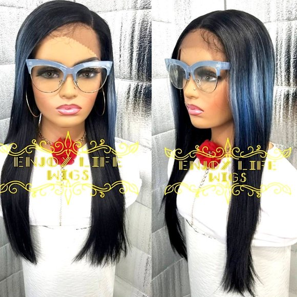 Wowfactor Sky Blue ombres plash human lace wig